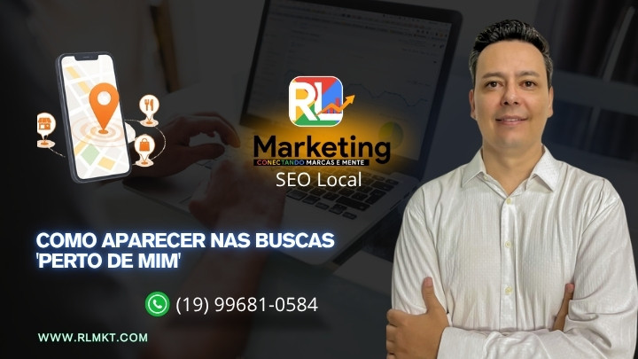 Capa sobre busca local, com smartphone exibindo mapa e pin de localização para representar pesquisas por perto de mim.